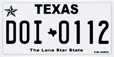 TX license plate DOI0112