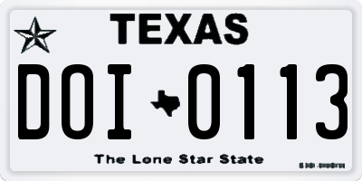 TX license plate DOI0113