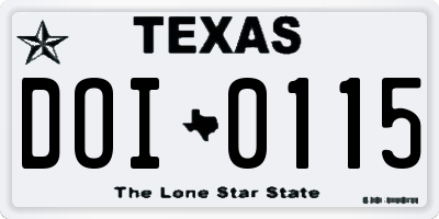 TX license plate DOI0115