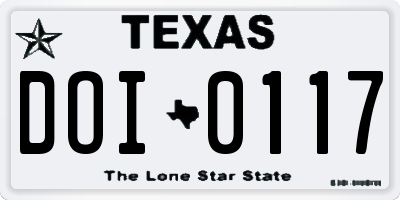 TX license plate DOI0117