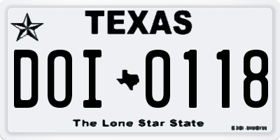 TX license plate DOI0118