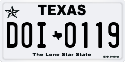 TX license plate DOI0119