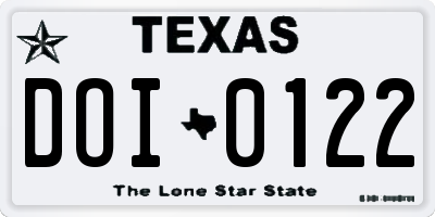 TX license plate DOI0122