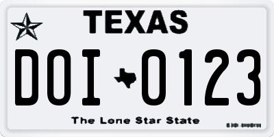 TX license plate DOI0123