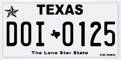 TX license plate DOI0125