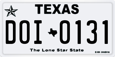TX license plate DOI0131