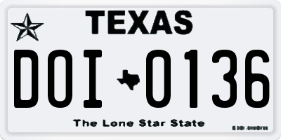 TX license plate DOI0136