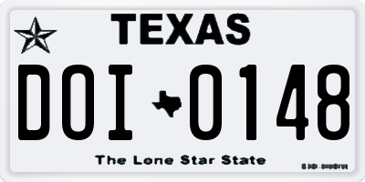 TX license plate DOI0148
