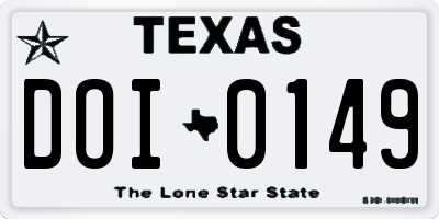 TX license plate DOI0149