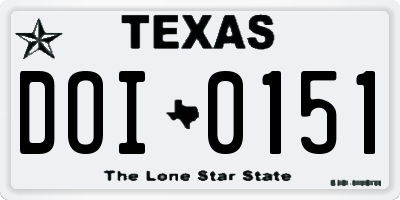 TX license plate DOI0151