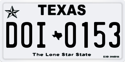 TX license plate DOI0153