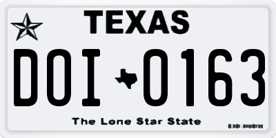 TX license plate DOI0163