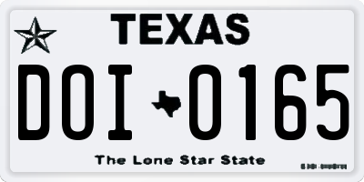 TX license plate DOI0165