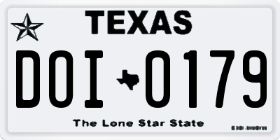 TX license plate DOI0179