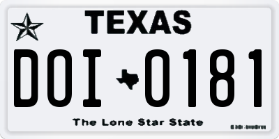 TX license plate DOI0181