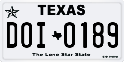 TX license plate DOI0189