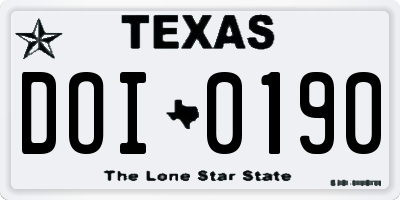 TX license plate DOI0190