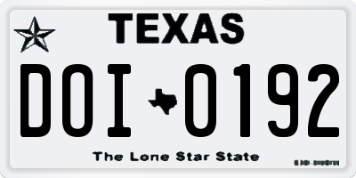 TX license plate DOI0192