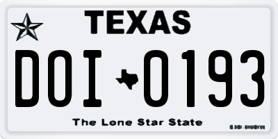 TX license plate DOI0193