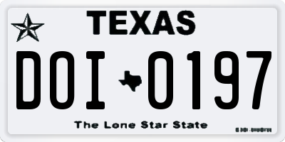TX license plate DOI0197