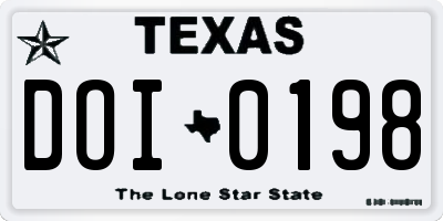 TX license plate DOI0198