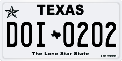 TX license plate DOI0202