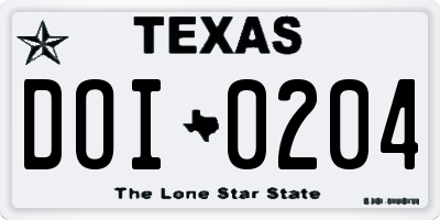 TX license plate DOI0204