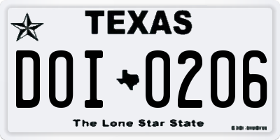 TX license plate DOI0206