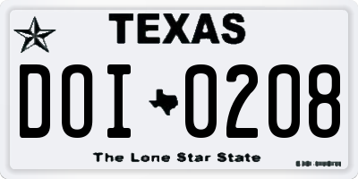 TX license plate DOI0208