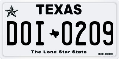 TX license plate DOI0209