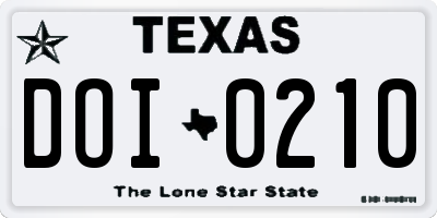 TX license plate DOI0210