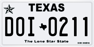 TX license plate DOI0211