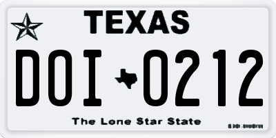 TX license plate DOI0212