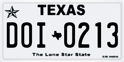 TX license plate DOI0213