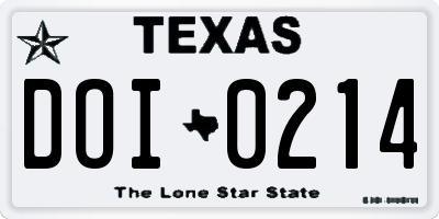 TX license plate DOI0214