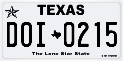 TX license plate DOI0215