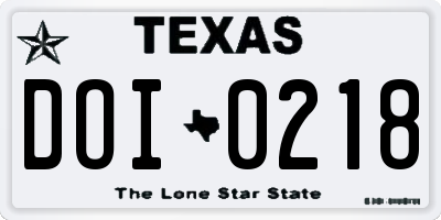 TX license plate DOI0218