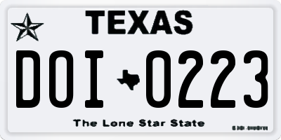 TX license plate DOI0223