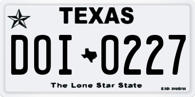 TX license plate DOI0227