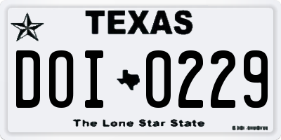 TX license plate DOI0229