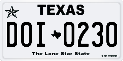 TX license plate DOI0230