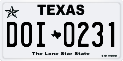 TX license plate DOI0231