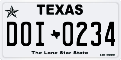 TX license plate DOI0234