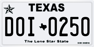 TX license plate DOI0250