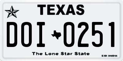 TX license plate DOI0251