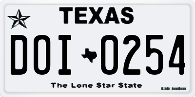 TX license plate DOI0254