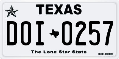 TX license plate DOI0257