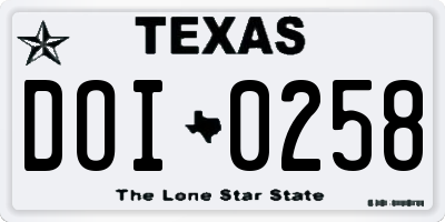 TX license plate DOI0258