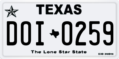 TX license plate DOI0259