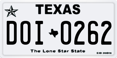 TX license plate DOI0262